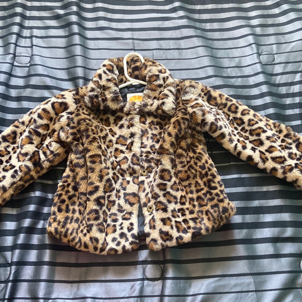Girls Faux Fur Cheetah Jacket